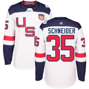 Kinder Team USA #35 Cory Schneider Authentic Weiß Heim 2016 World Cup Hockey